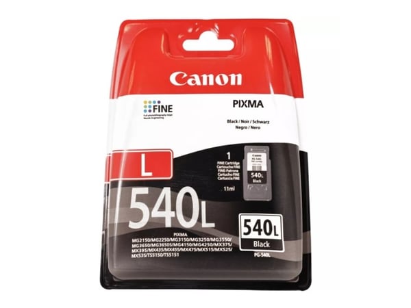 Canon PG-540L - 11 ml - L-størrelse - svart - original - blekkpatron - for PIXMA MG3250, MG3550, MG3650, MG4250, MX395, MX455, MX475, MX525, MX535,...