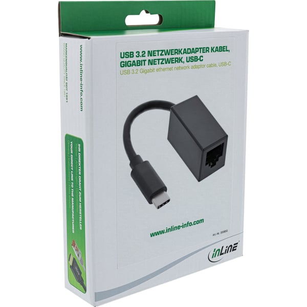 InLine® USB 3.0 -verkkosovittimen kaapeli, gigabitin verkko, USB Type-C (33380G)
