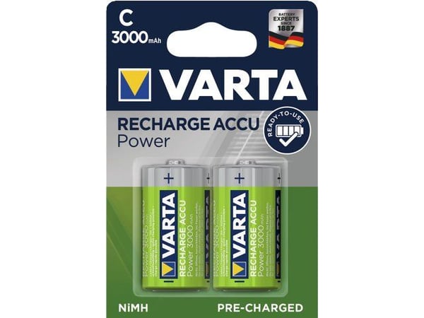 Varta Power Accu - Batteri 2 x C - NiMH - (ladbare) - 3000 mAh