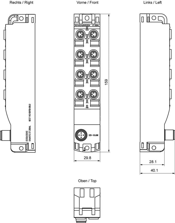 Siemens 6ES7143-5BF00-0BL0, 18-30 V, 0,5 A, 159 mm, 143 g, 178 mm, 47 mm
