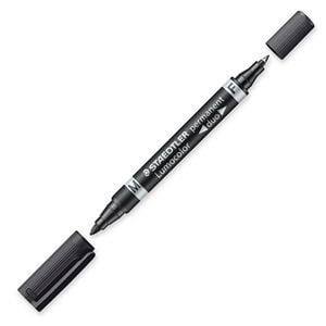 STAEDTLER Lumocolor duo - Märkpenna med dubbel spets - permanent - svart - 1.5 mm / 0.6 mm - medel / fin