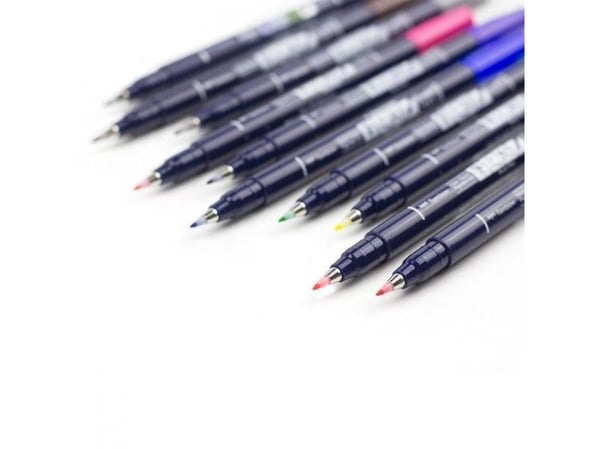 Tombow Brush penna Fudenosuke hard ass. färger (10 st.)
