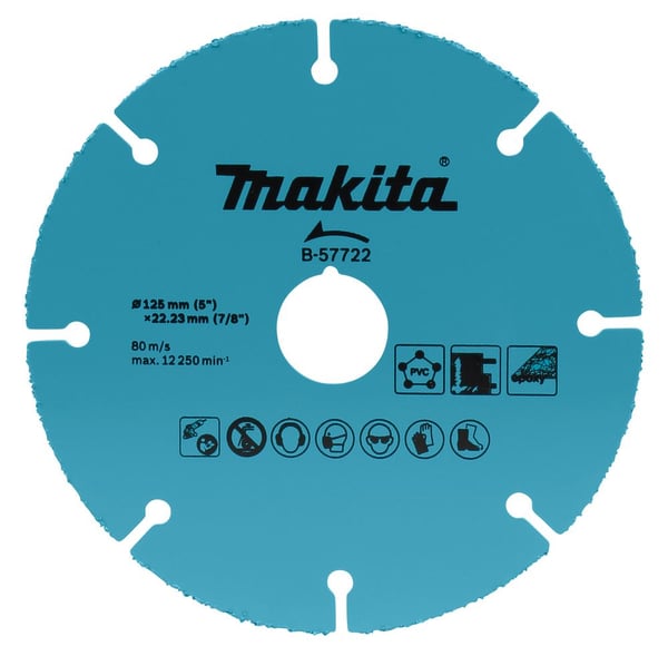 Makita B-57722, levyleikkuri, 12,5 cm, Makita, Tasainen keskiosa, 80 m/s, 12250 RPM
