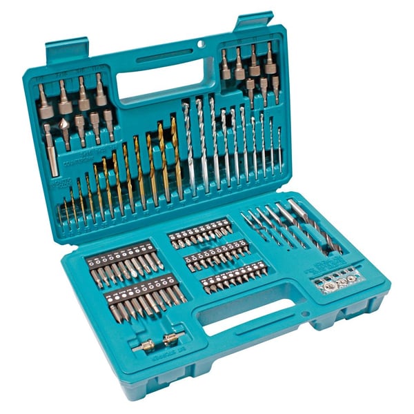 Makita - Spissett for skrutrekker og bor - for metall, stein, tre, tørrmur - 102 deler - lengde: 25 mm, 50 mm