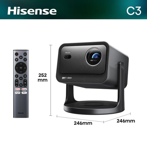 Hisense C3 DLP-laserprojektor UHD 4K 2500 ANSI lumen, sølv