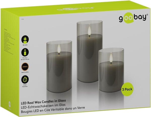 Goobay 77755, Figur, Gjennomsiktig, Grå, Stearinlys, LED, 0,06 W, 6 lm