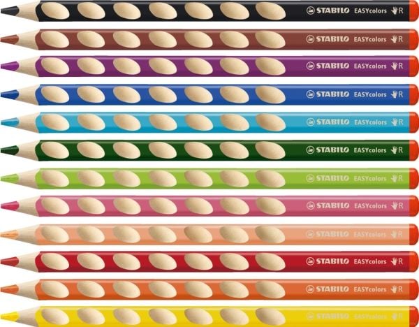 STABILO EASYcolors värikynät 12 kpl, oikeakätisille, teroittimet mukana