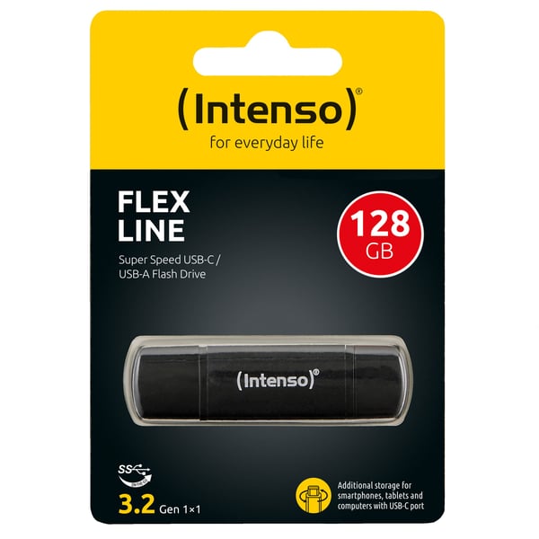Intenso Flex Line - USB-flashstasjon - 128 GB - USB 3.2 Gen 1 / USB-C - svart