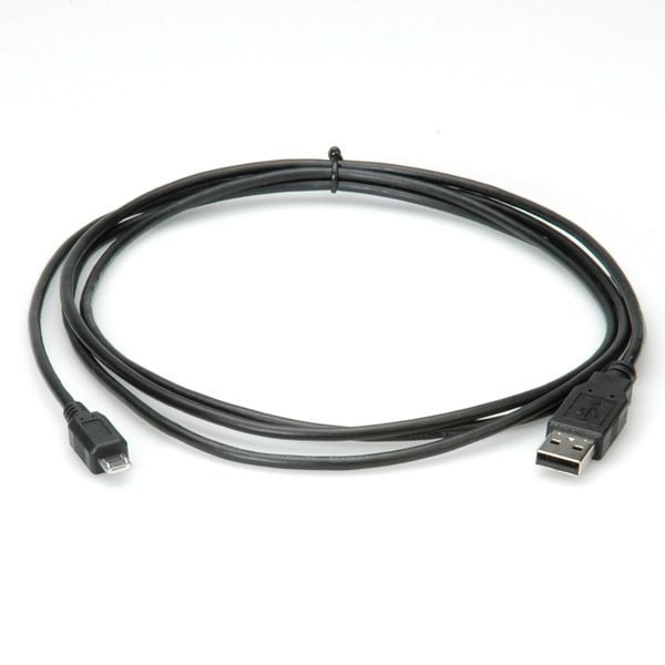 ROLINE 11.02.8752, 1,8 m, USB A, Micro-USB B, USB 2.0, 0,48 Gbit/s, Svart