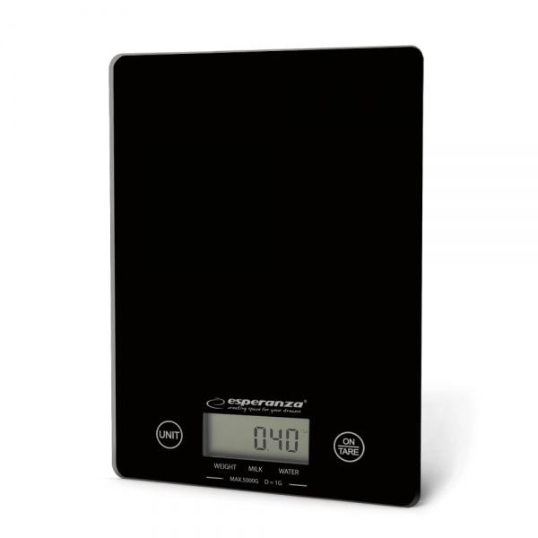 Esperanza EKS002K, Sähkökeittiövaaka, 5 kg, 1 g, musta, Pöytämalli, Suorakulmio