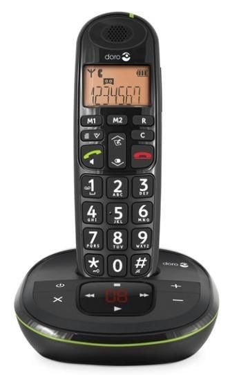 Doro PhoneEasy 105wr, DECT telefon, Høyttalertelefon, 20 oppføringer, Ringe-ID, Svart