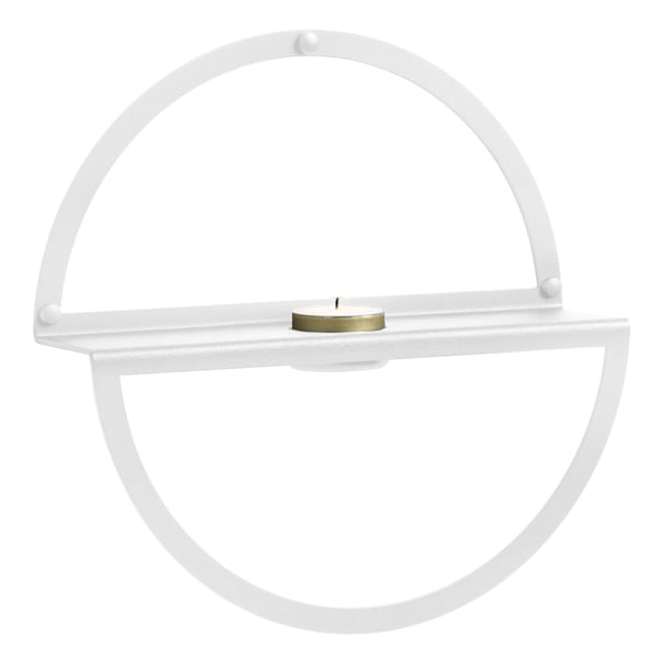 Circle telysholder 25 cm, hvitt metall