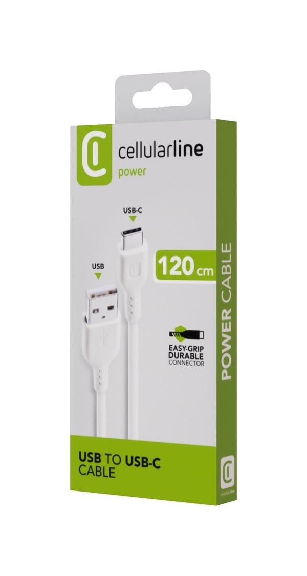 Cellularline - USB-kabel - USB-C (hane) till USB (hane) - 1.2 m - vit