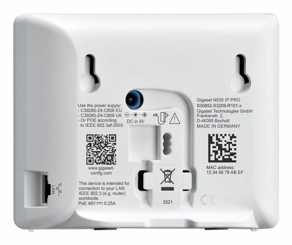 Gigaset N530 IP PRO, HTTPS, SIPS, SRTP, TLS, DECT, DECT-GAP, G.711alaw, G.711ulaw, G.722, G.729A, IEEE 802.1Q, IEEE 802.1p, 500 oppføringer, 50 m