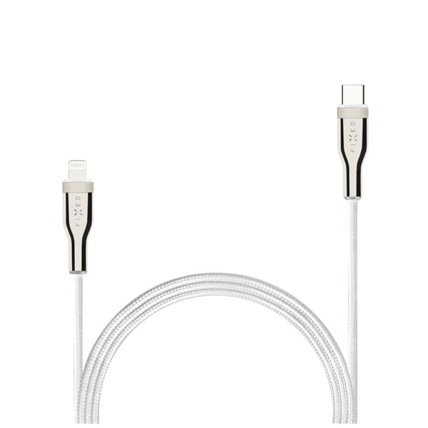 FIXED - Lightning-kabel - USB-C hann til Lightning hann - 2 m - MFI-sertifisert - hvit - braided