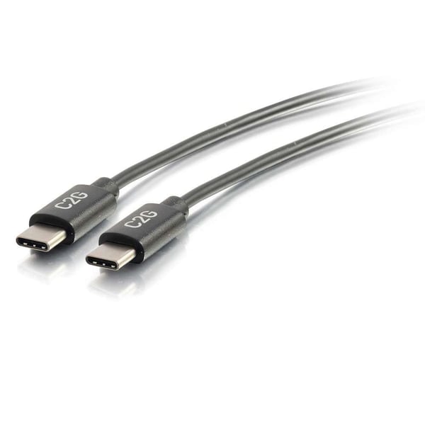 C2G 0.9m (3ft) USB C-kaapeli - USB 2.0 (3A) - M/M USB Type C-kaapeli - Musta - USB-kaapeli - USB-C (han) til USB-C (han) - USB 2.0 - 3 A - 90 cm - ...