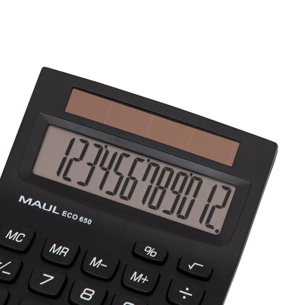 MAUL ECO 650, Ficka, Grundläggande, 12 siffror, 1 linjer, Solar, Svart
