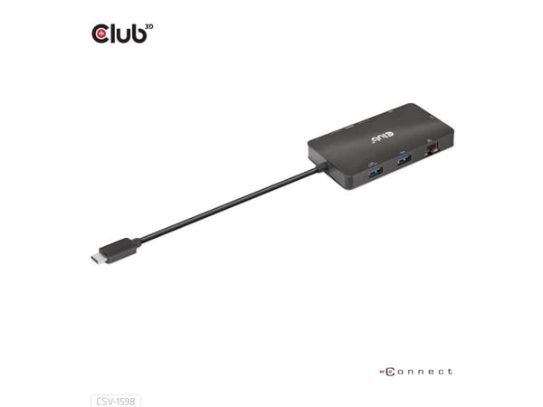 Club 3D - Telakointiasema - USB-C 3.2 Gen 2 - 2 x DP - GigE