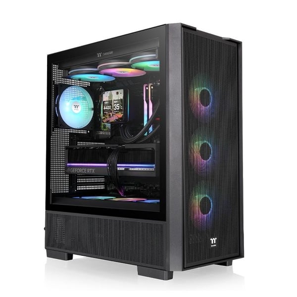 Thermaltake S Series S380 TG ARGB - Mid tower - ATX - genomskinlig sidopanel (härdat glas) - ingen strömförsörjning (PS2) - svart - USB/ljud