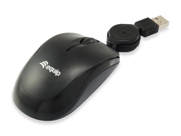 Equip 245103, Ambidekstriøs, Optisk, USB Type-A, 1000 DPI, Sort