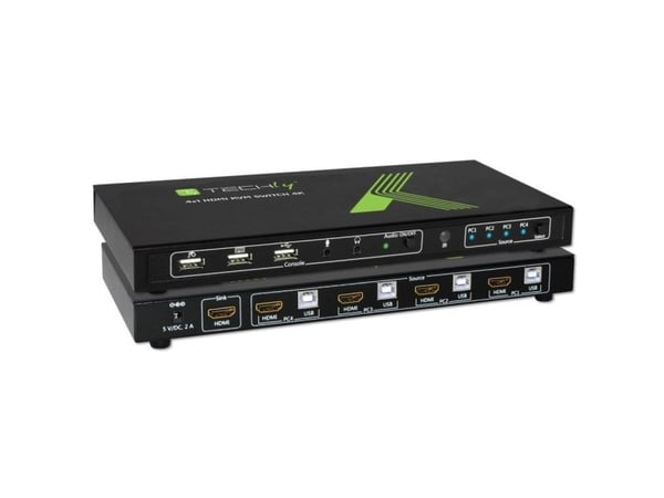 TECHly 4x1 USB HDMI KVM-kytkin 4Kx2K - KVM / audio / USB-kytkin - 4 x KVM / audio - 1 lokalbruger - työpöydälle