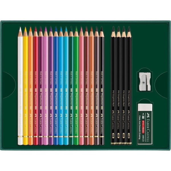 Faber-Castell Polychromos & Pitt Graphite Matt Set, Flerfarget, 21 stykker