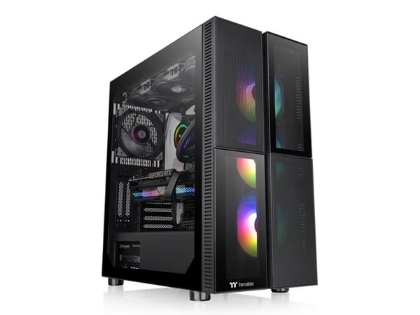 Thermaltake Versa T26 TG ARGB - Mid tower - utökad ATX - genomskinlig sidopanel (härdat glas) - ingen strömförsörjning (PS/2) - svart - USB/ljud