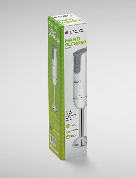 ECG RM 430, Upotettava sekoitin, 0 L, Syke-toiminto, 1,3 m, 400 W, Harmaa, Valkoinen