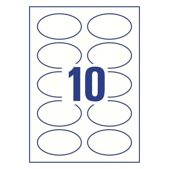 Avery L4882-20, Vit, Oval, Lösa, A4, laser, 10 styck