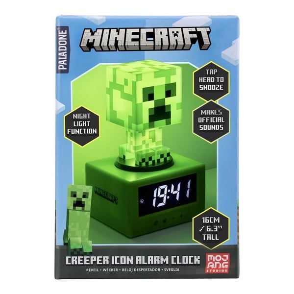 Paladone Creeper Icon, Digital väckarklocka, Minecraft, Creeper, Torg, Grön, 12/24h