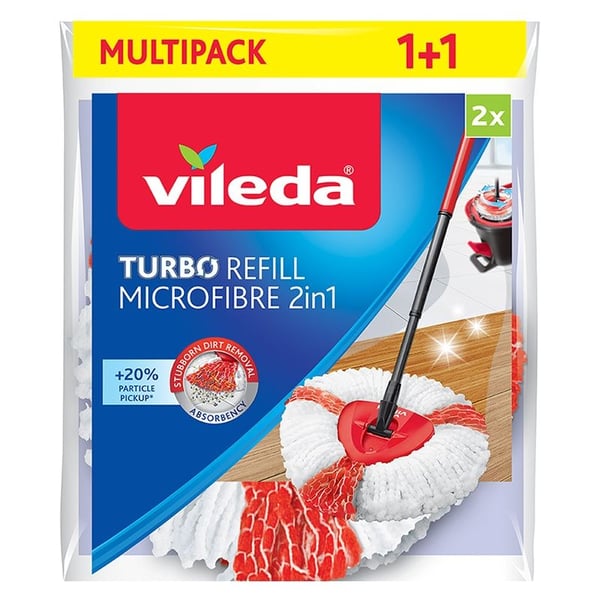 Vileda 4023103198227, Mopphuvud, Röd, Vit, Mikrofiber, Polyamid, Polyester, 2 styck