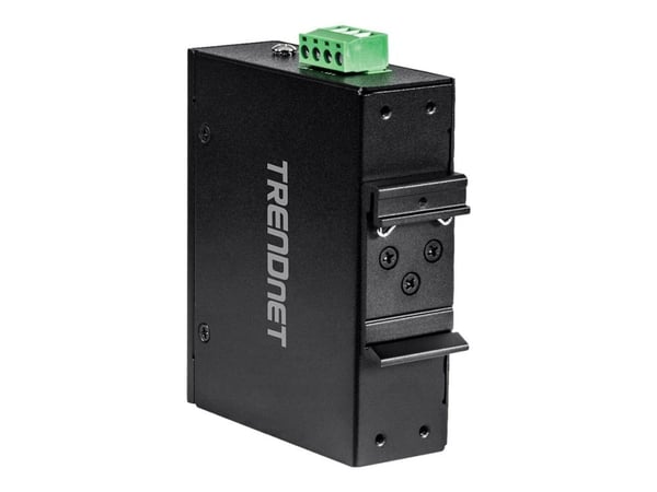TRENDnet TI-PE50 - Kytkin - hallitsematon - 4 x 10/100 (PoE+) + 1 x 10/100 - DIN-kiskoon asennettava, seinään asennettava - PoE+ (90 W) - DC-virta ...