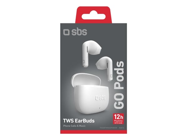 SBS TEEARTWSGOPODSW, True Wireless Stereo (TWS), Puhelut/Musiikki, 50 g, Kuulokkeet, Valkoinen