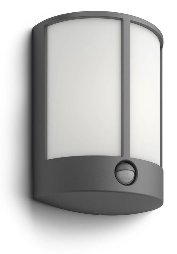 Philips myGarden Stock IR - Vägglampa - LED - 6 W (motsvarande 47 W) - varmt vitt ljus - halv lykta - antracitgrå