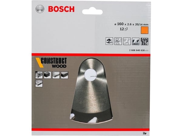 Bosch RUNDSAVKL.CONSTRUCT 160X2,6X20/16 MM 12T 12T