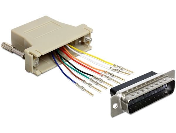 Delock Adapter Sub-D 25 Pin male > RJ45 female assembly kit - Seriell adapter - RJ-45 (hona) till DB-25 (hane) - grå