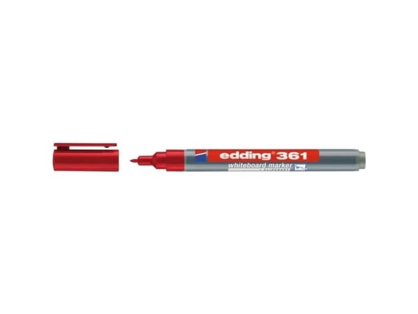 Edding 361, 1 stk, Röd, Projektilspids, Grå, Röd, Rund, 1 mm