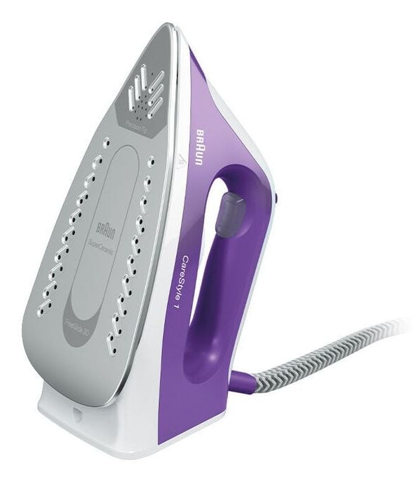 Braun CareStyle 1 IS 1014 - Dampstrykejern med automatisk slukking - såleplate: FreeGlide 3D SuperCeramic - 2200 W - hvit/fiolett