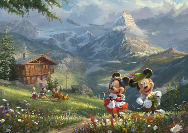 Puslespill 1000 brikker Mickey & Minnie i Alpene Disney T. Kinkade 110792