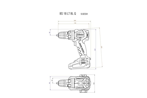 Metabo BS 18 LT BL Q, Boremaskin med pistolgrep, Børsteløs, Sort, Grønn, Rød, 1,3 cm, 2100 RPM, 3,8 cm