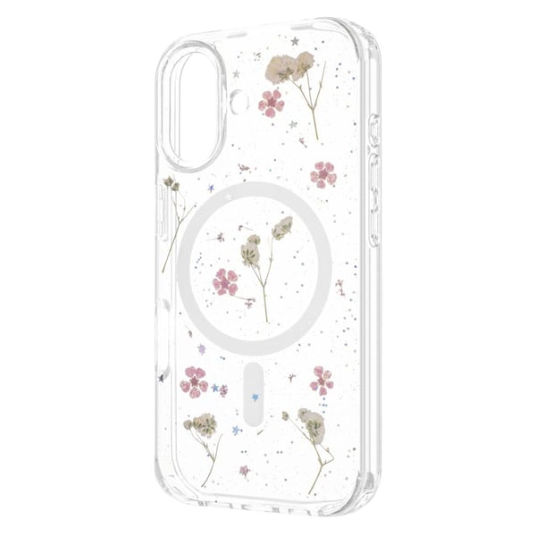FIXED MagBloom - Bagsidecover - med MagSafe - termoplastisk polyuretan (TPU), polykarbonat (PC) - blush plum - Flowers - för Apple iPhone 17