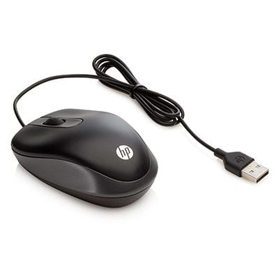 HP USB Travel Mouse, Molempikätinen, Optinen, USB A-tyyppi, 1000 DPI, Musta