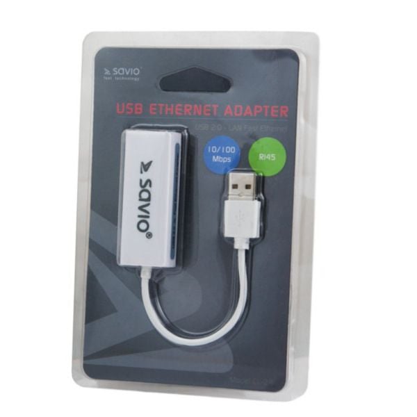 SAVIO CL-24 - Nettverksadapter - USB 2.0 - 10/100 Ethernet x 1 - hvit