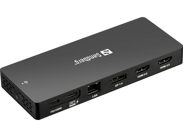 Sandberg USB-C 13in1 DockingStation Pro, langallinen, USB 3.2 Gen 1 (3.1 Gen 1) Type-C, 100 W, 3,5 mm, harmaa, MMC, MicroSD (TransFlash), MicroSDHC...