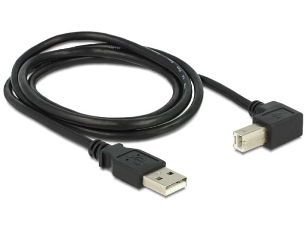 Delock - USB-kabel - USB typ B (hane) till USB (hane) - USB 2.0 - 1 m - 90° anslutning - svart