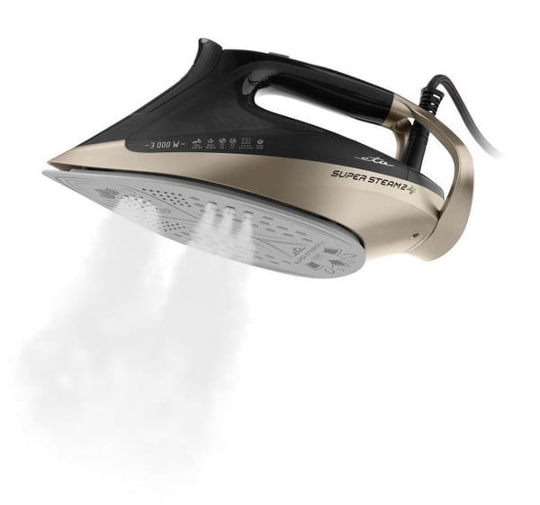Eta SuperSteam II, Dampstrykejern, Keramisk strykesåle, 3 m, 200 g/min, Svart, Gull, 60 g/min