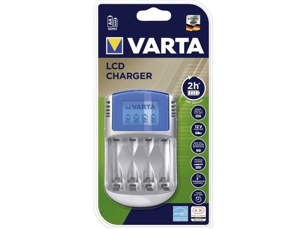 Varta LCD Charger - 2-4 t akkulaturi - (4xAA/AAA) + verkkovirtasovitin + autovirtasovitin - 4 x akkulaturi - 1400 mA