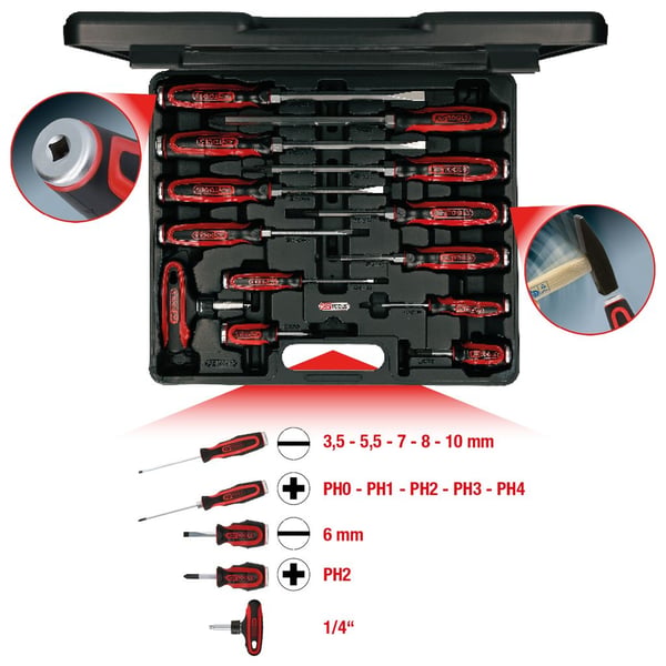 KS Tools ERGOTORQUEmax 151.1150 ruuvitalttasarja, 13 osaa
