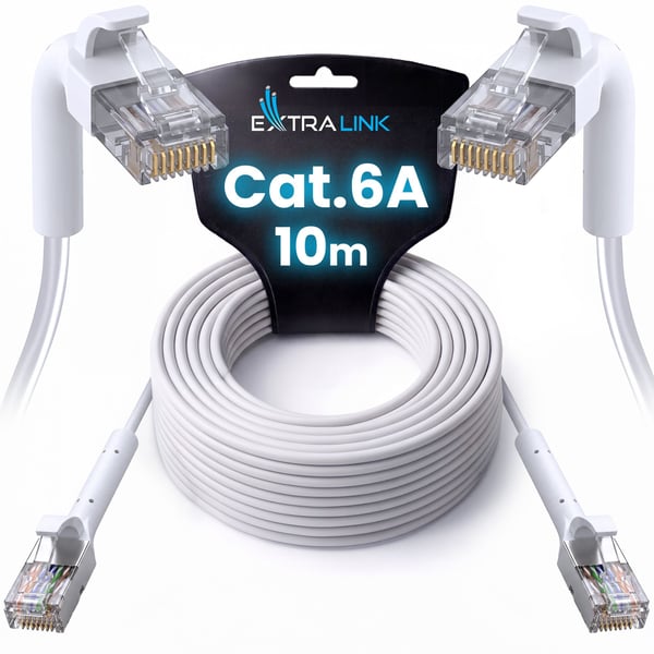 Extralink Cat.6A U/FTP 10m 1Gbps Hvit | LAN Patchcord | Kobber Twisted-pair nettverkskabel, ødelagt spiss
