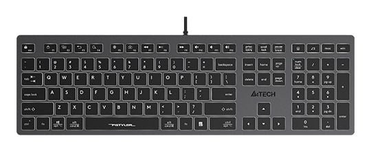 A4Tech Fstyler FX60H (White Backlit), Langallinen, USB, Näppäimen saksikytkin, QWERTY, LED, Harmaa
